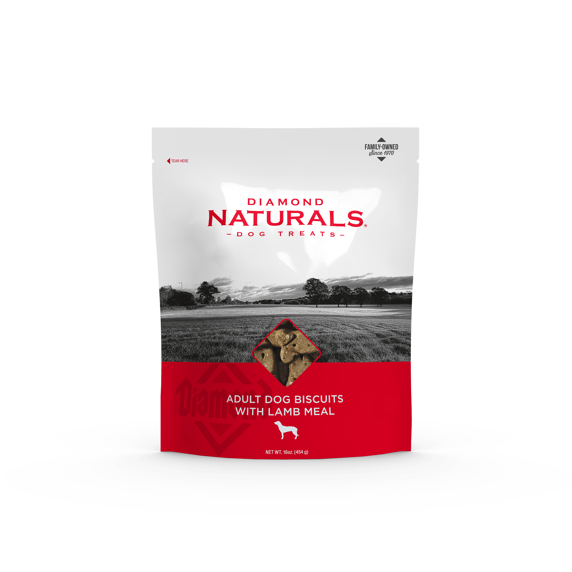 Diamond Naturals Adult Dog Biscuits with Lamb Meal product packaging