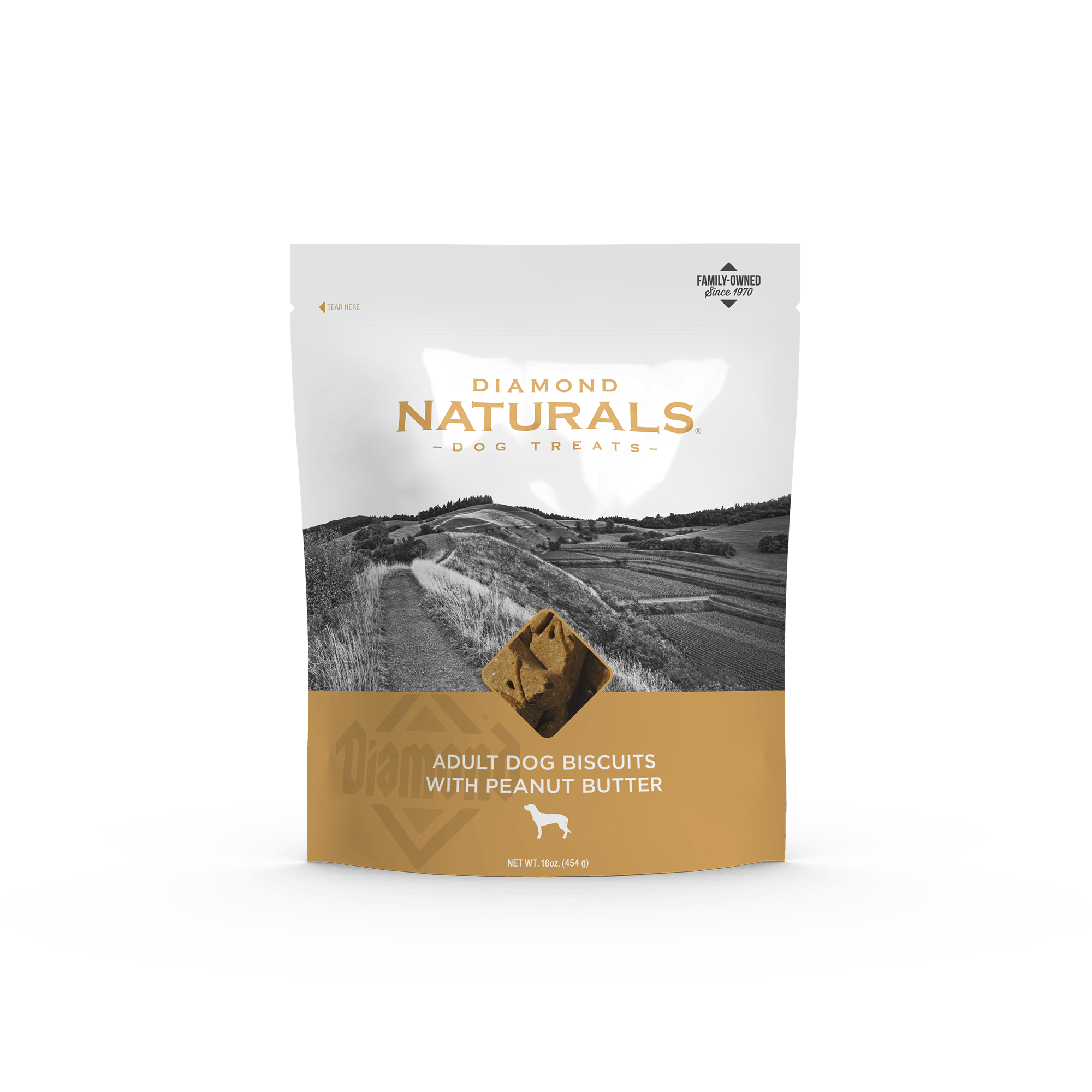 Adult Dog Biscuits with Peanut Butter bag front | Diamond Naturals