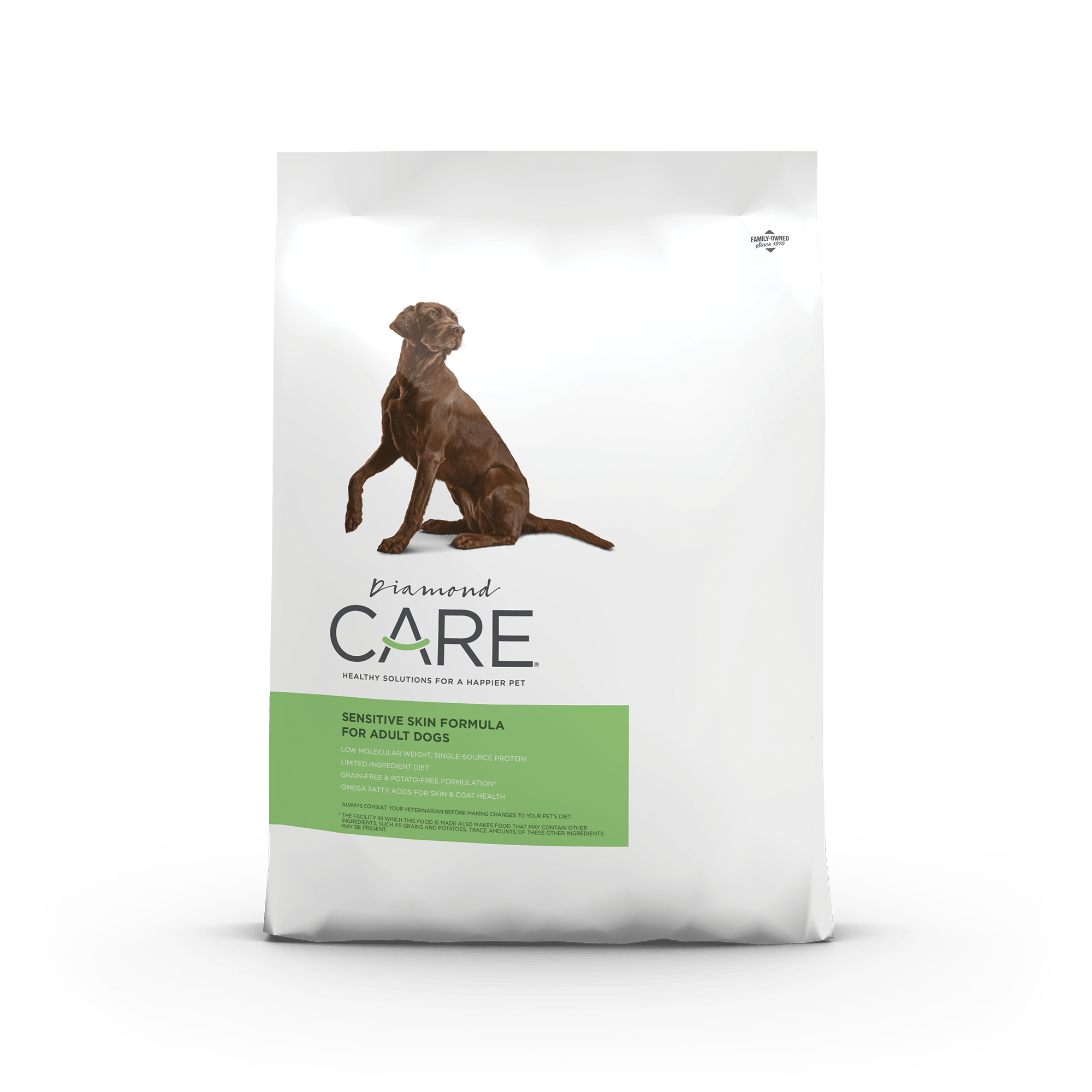 Diamond CARE Sensitive Skin Formula for Adult Dogs product packaging