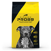 Product Packaging: Diamond Pro89 Beef, Pork & Ancient Grains for Adult Dogs | Diamond Pet Foods