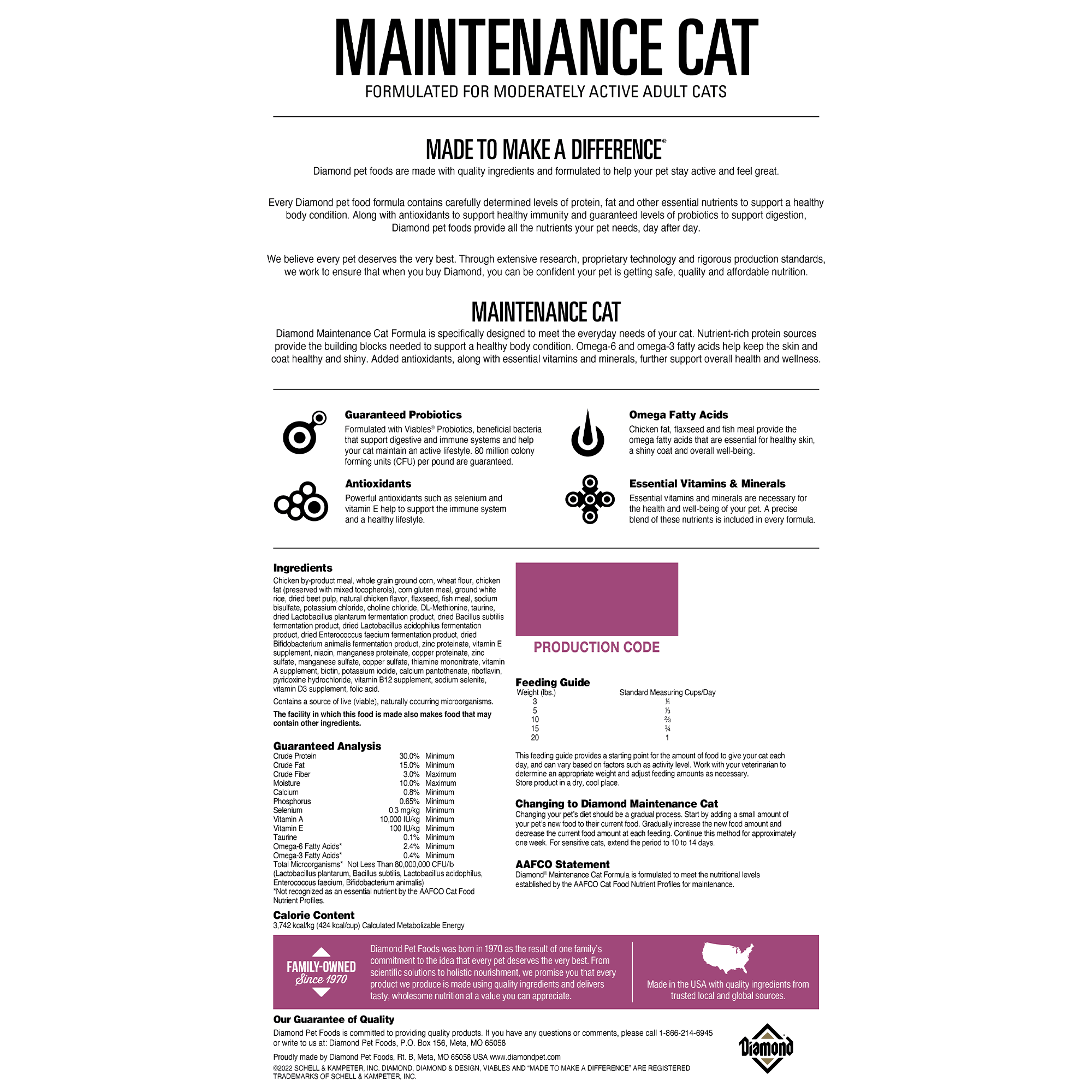 Diamond Maintenance Cat Bag Back | Diamond Pet Foods