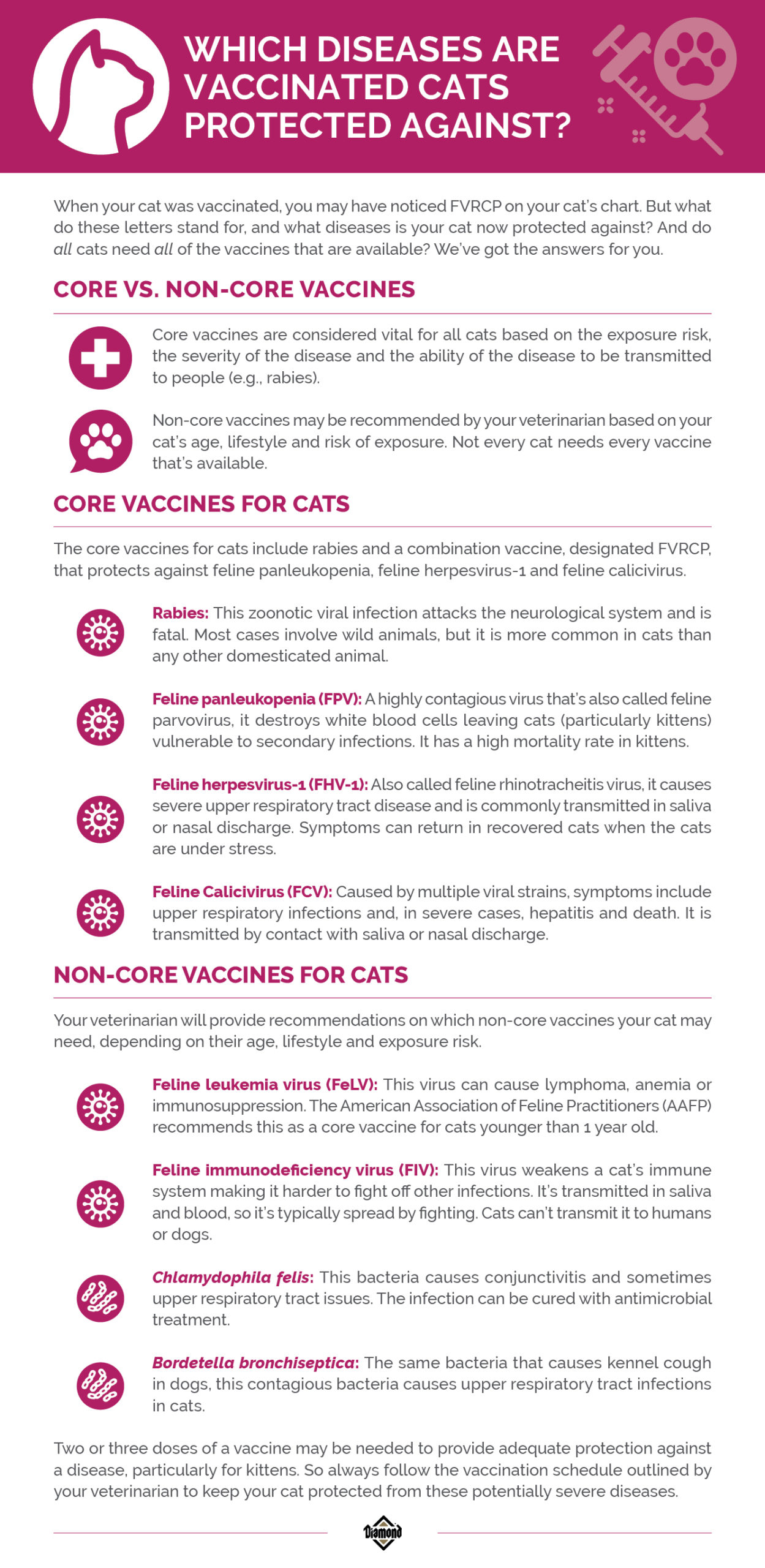 List of Vaccines for Cats Info Graphic | Diamond Pet Foods