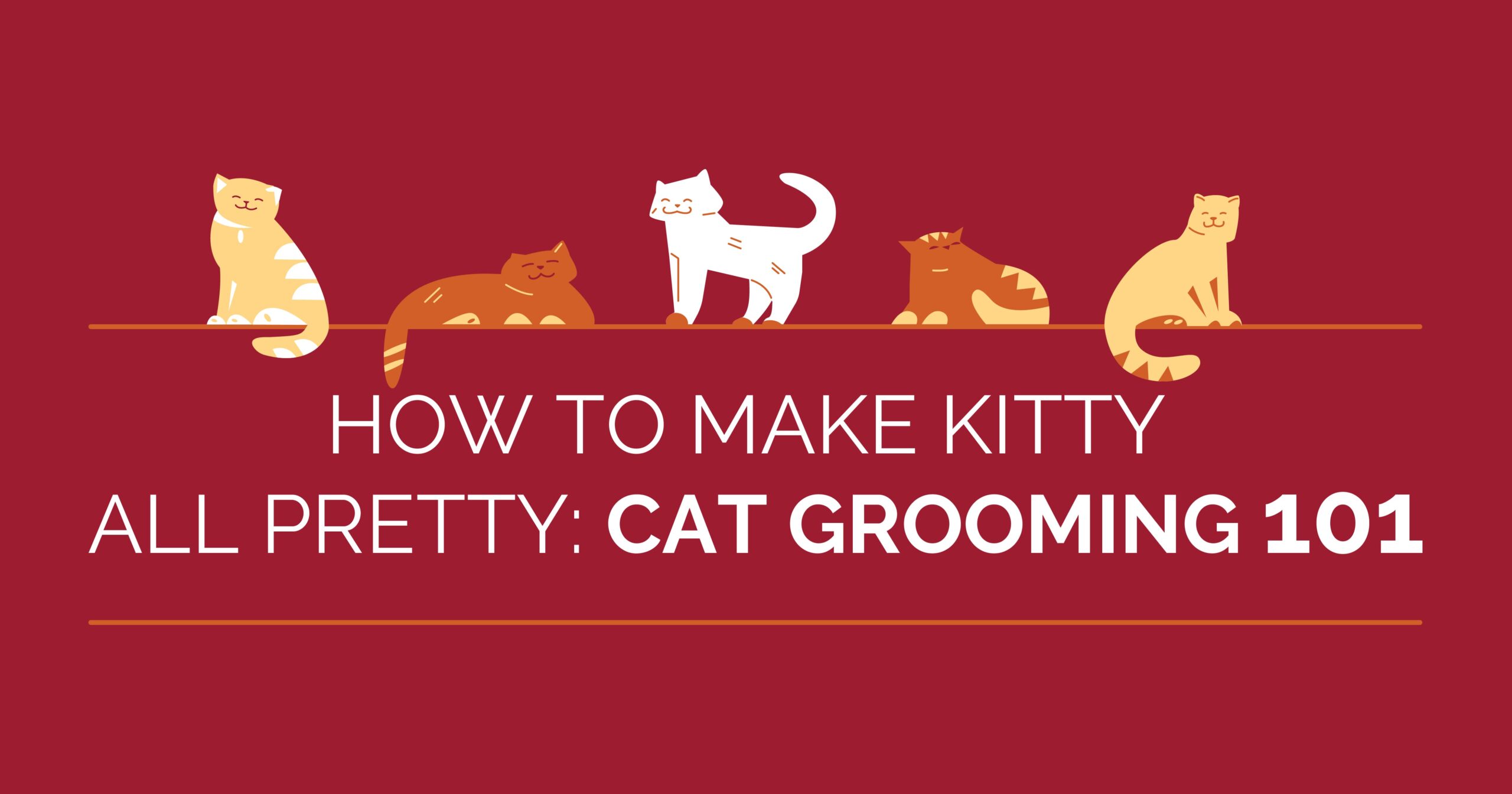 A group of cartoon cats smiling on a red background.