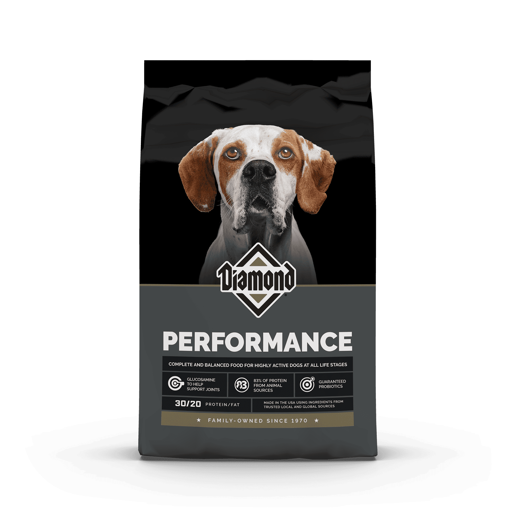 The front of a bag of Diamond Performance formula.