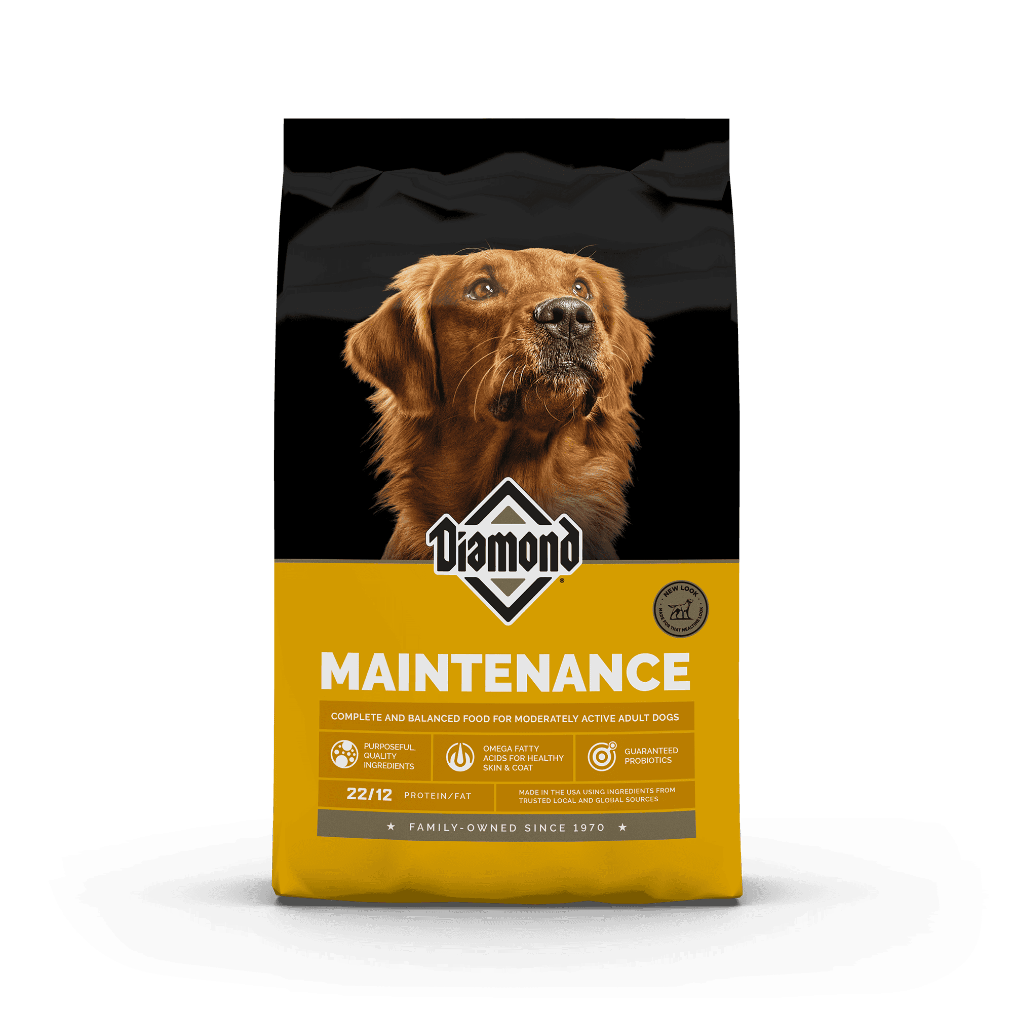 The front of a bag of Diamond Maintenance Formula for dogs.