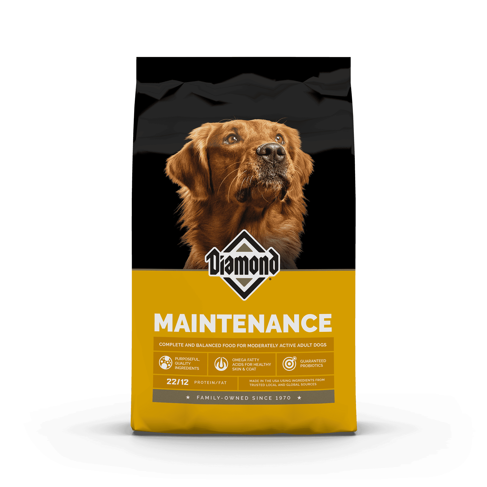 The front of a bag of Diamond Maintenance Formula for dogs.